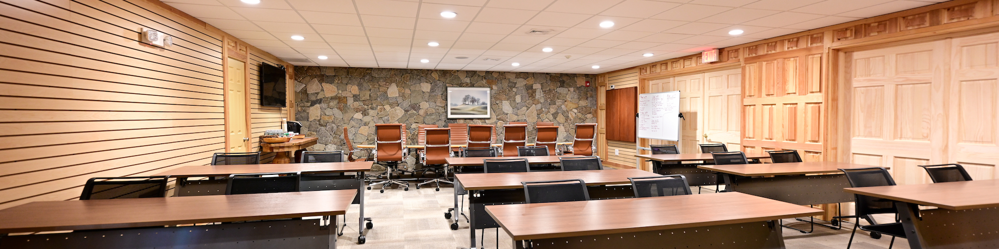 The spacious and well-appointed Main Lodge Conference Room at The Preserve Resort & Spa, ideal for corporate events and seminars.